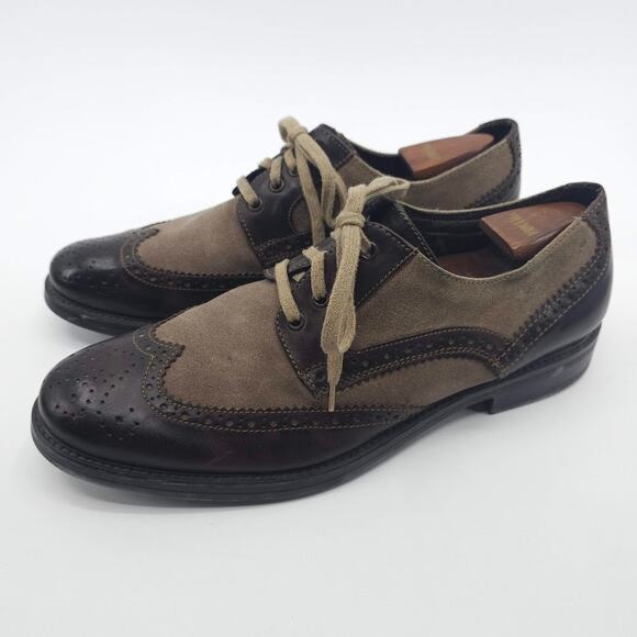 Johnston & Murphy Mens Suede Wingtip Oxford Dress Shoe Brown 11